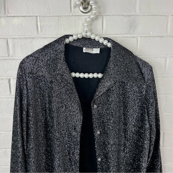 Vintage Montgomery Ward Silver Sparkle Button Down Shirt + Tank Set - Picture 3 of 11